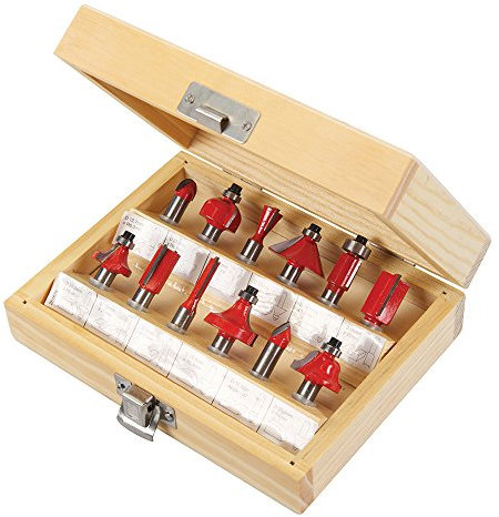 Silverline 251678 Coffret de 12 Fraises à défoncer TCT 8 mm couleur assortie