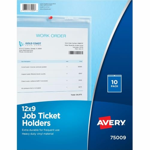 Avery Products - Avery - Job Ticket Holders, Heavy Gauge Vinyl, 9 x 12, 10/Pack - Sold As 1 Pack - Crystal clear front and frosted matte back. - Reinforced grommet on top. - Heavy-gauge construction.