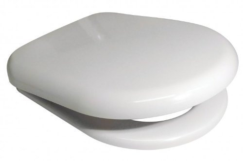 Euroshowers 86511 White D Shape Soft Close Toilet Seat with Standard and Top Fix/Blind Hole Fittings and Push Button Quick Release Hinges