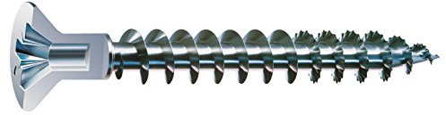 SPAX Lot de 1000 vis universelles avec trou à tête percée, 4,5 x 25 mm, cruciforme Z2, petite tête fraisée (Ø 5 mm), filetage complet, WIROX A3J, 0271010450255