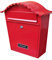 Garden Market Place Traditional Galvanised Wall Mounted Post Box Powder-Coated in Red- Letter Box