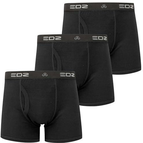 EDZ Meriino Wool Boxer Shorts (3 Pack) (UK, Alpha, XXL, Regular, Regular, Black)