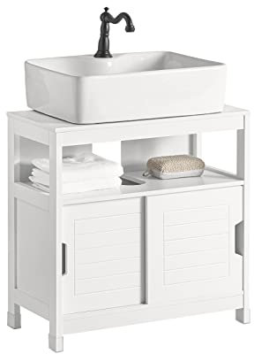 SoBuy FRG128-W, Under Sink Cabinet Bathroom Storage Cabinet with Double Sliding Doors, White