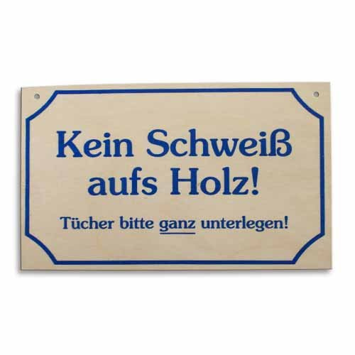 saunamax Hinweisschild Kein Schweiß