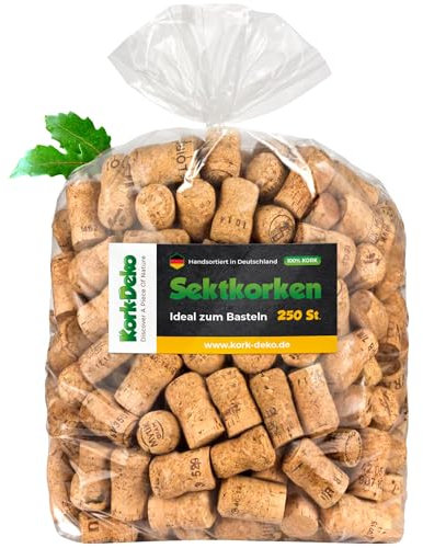 Kork-Deko Gebrauchter Champagnerverschluss | Deko für Hochzeit, Basteln, Kreationen, 250 Stück