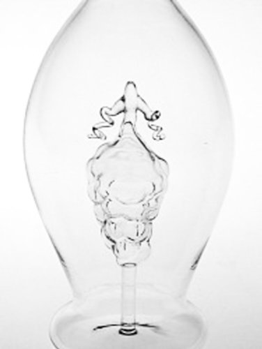 Oberstdorfer Glashütte Dekorative Flasche mit Einsatz Traube Geschenkeflasche ausgefallene Glaskaraffe modern mundgeblasen Schnapsflasche Füllmenge 0,5 Liter Höhe ca. 30 cm