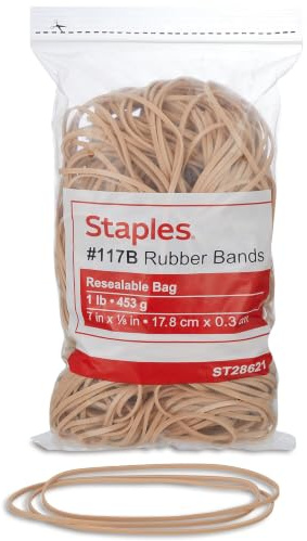 Staples Rubber Bands, Size #117B, 1 lb. Bag by Staples | Bands for large bundling, shipping, and warehouse use applications.