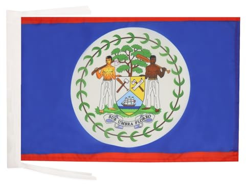 AZ FLAG Belize Flag 45x30 cm Belizean Banner 100D Polyester Cords | Indoor and outdoor use 12x18 in decorative flag double stitched seams and reinforced edges with ties
