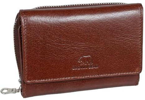 BROWN BEAR kleine Leder Geldbörse für Damen Farbe Braun Toscana | RFID-Schutz mit Münzfach | Echtleder Portemonnaie für Frauen | Geldbeutel BB Lou TBR