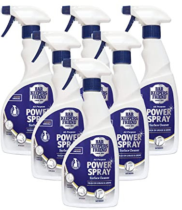 Bar Keepers Friend Power Spray 6 x 500ml - Multi-purpose Foaming Formula to Fight Grease, Grime & Limescale - Ideal for Large Surfaces, Kitchen & Bathroom - With Oxalic Acid