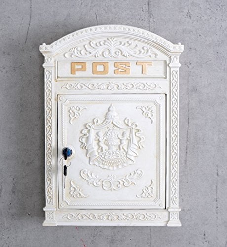 Historischer Wandbriefkasten Briefkasten Metall weiß Gründerzeit Postkasten neu LTA313 Palazzo Exklusiv