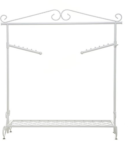 Loywe Kleiderständer Kleiderstange Garderobenständer mit Schuhablage, Breite 136cm，Vintage-Stil Metall Höhenverstellbar von 126 bis 200 cm (Weiss)