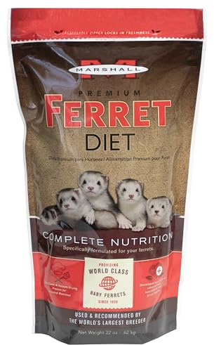 Marshall Premium Ferret Diet Dry Food – 22 oz – Supports Digestion, Energy & Muscle Maintenance – Balanced Small Animal Food with Vitamins & Essential Minerals