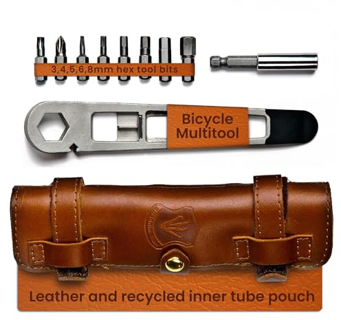 The NUTTER All in One Bike Tools by Full Windsor- Portable Bike Multi Tool and Bicycle Repair Kit with Leather Pouch - Accessories for Cycle Tool Kit, Camping Equipment & Bike Maintenance Kit Solution