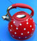 Prima Kitchenware Stunning Red & White Polka Dot Whistling Kettle. Polkadot, Stainless Steel, 3.5 liters