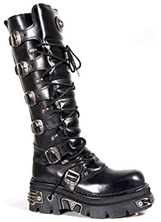 New Rock Newrock 272 - Stivali in pelle con fibbia in pelle con zip alta