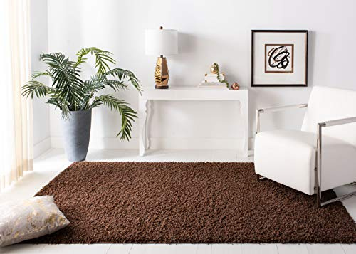 SAFAVIEH Area Rug 3x5 - Athens Shag Collection - Brown, Non-Shedding & Easy to Clean, Ideal for Living Room, Bedroom, Dining Space (SGA119A)