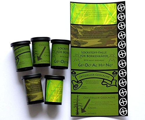 geo-versand NEU ! 5 Filmdosen mit neuen Aufklebern -97 Logs Rite in The Rain Logstreifen - wasserfest Geocaching Paket - Set