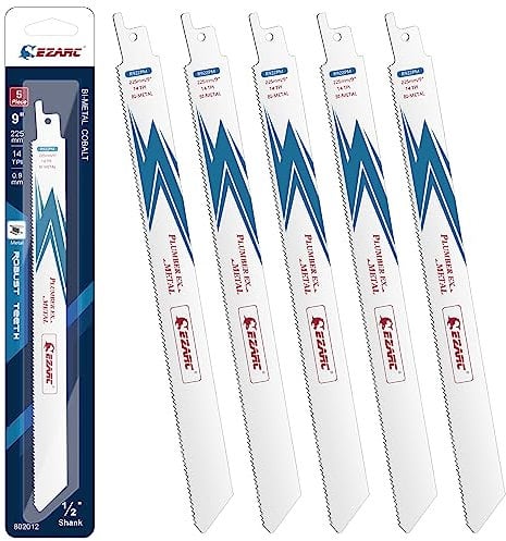 EZARC Lame per Sega a Gattuccio Bimetallica Cobalto R922PM 225mm 14TPI Taglio dei Metalli - 5 pezzi