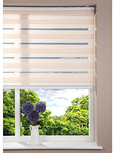 Gardinia Duo-Rollo Doppelrollo Kettenzugrollo, beige mit Kassette & Unterprofil in Weiss 60cm breit x 160cm lang Sonnenschutz