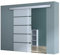 doporro Porta Scorrevole in Vetro Temperato 90x205 cm con Binario Esterno Muro e Ammortizzatore, Vetro Satinato Opaco 8 mm con Righe Trasparenti, Porta Interna Scorrevole per Bagno Cucina Studio