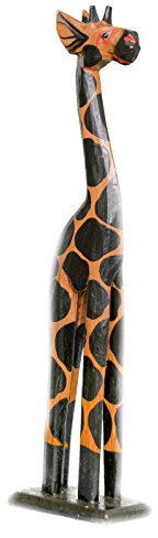 Kascha Deko Giraffe aus Indonesien - Größe: 40cm - Dunkel Braun - Handarbeit aus Albesia Holz