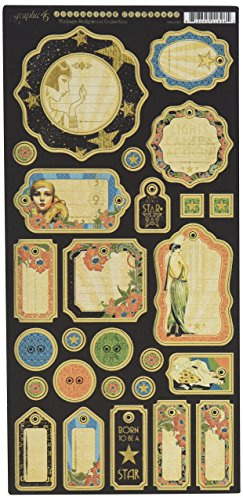 Graphic 45 Vintage Hollywood Journaling Chipboard, Paper, Multi-Colour, 31.8 x 15.3 x 0.1 cm