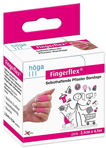 Fingerflex Pink, 2,5 cm x 4,5 m gedehnt, selbsthaftende Pflaster Bandage / Fingerverband