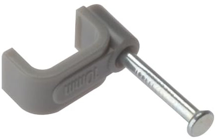 ForgeFix Cable Clips - Flat | 2.50mm | Grey Plastic Clip, Zinc Plated Nail | Box 100
