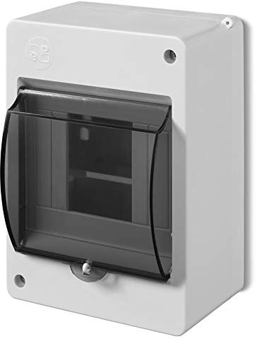 Aufputzverteiler Sicherungskasten IP 30 Aufputz 1-reihig für Umverteilung von 4 Module / 4 Automaten IP30, Kleinverteiler mit Norm-Tragschiene/Verteiler Hutschiene