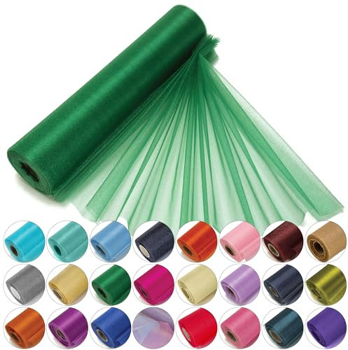 Trimming Shop Organza-Rolle, schneedurchsichtig, 25 m x 29 cm große Organza-Rolle für Stuhlschärpe, Tischläufer, Weihnachtsfeier, Hochzeitsdekoration, Heimwerkerprojekte, Hundertgrün