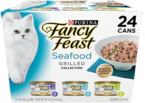 Purina Fancy Feast Grilled Wet Cat Food Seafood Collection in Wet Cat Food Variety Pack - (Pack of 24) 3 oz. Cans
