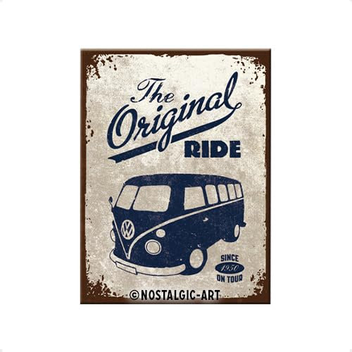Nostalgic Art Magnet, Kraftmagnet mit Metalloberffläche, Bulli - The Original Ride, 8 x 6 x 0,2 cm