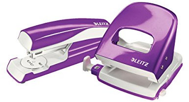 Esselte Leitz Locher NeXXt 5008 und Heftgerät NeXXt 5502 im Set, violett