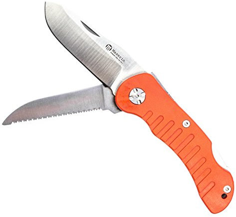 Jager Maserin Jagdmesser Outdoormesser 440 Stahl mit Säge und wahlweise mit Aufbruchklinge/inklusive Nylonetui (2-teilig)