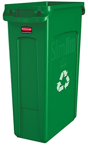 RUBBERMAID Slim Jim® Abfallbehälter mit Lüftungskanälen 87 Liter, Farbe:Grün