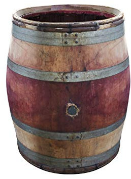 Regentonne, Regenfass, Burgunderfass, Weinfass, Fass aus Eichenholz mit Haselnussruten 228 l - original Temesso-Fass