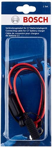 Bosch Connection Cable for Battery Chargers - Battery Cable with Ring Lugs and 10 A Fuse - Original Quality Spare Part - M6 Eyelets, 52 Cm Cable - 0189999270
