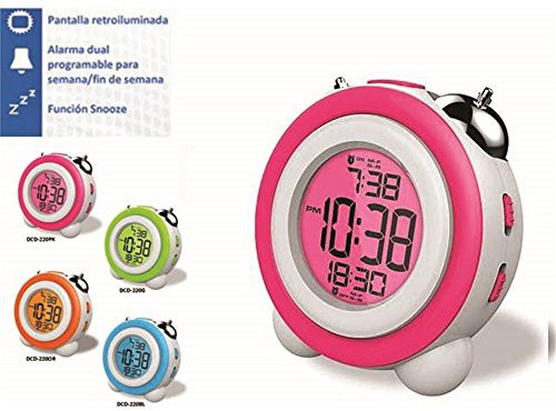 Daewoo DCD-220PK - Despertador Digital con función Snooze, Rosa, Blanco