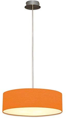 Lampenlux LED Pendellampe Pendelleuchte Bango Stoffschirm Orange Montur Silber Ø45 cm