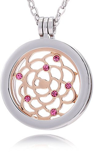 Morella Damen Halskette 70 cm Edelstahl und Anhänger mit Coin Himmelsornament Rosegold 33 mm im Schmuckbeutel