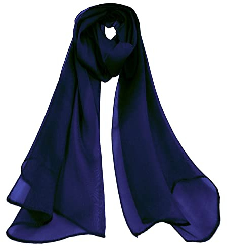 Mirror Fashion Plain Chiffon Scarf Lovely Colour (Navy)