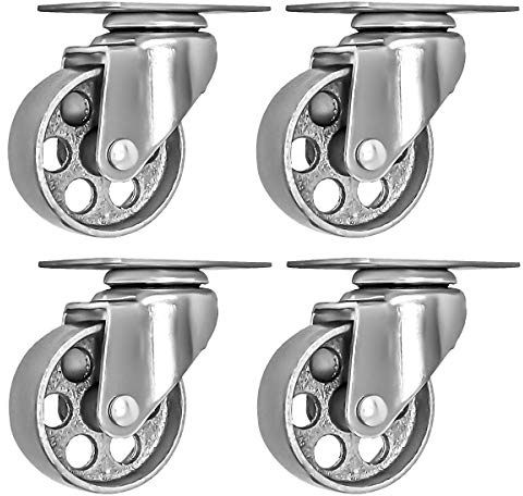 OBS 4 PCS 75 mm up to 520 KG All Steel Heavy Duty Metal Castor Wheels, Caster No Brake for DIY, Furniture Trolley Wheels with Double Bearings Swivel Castor