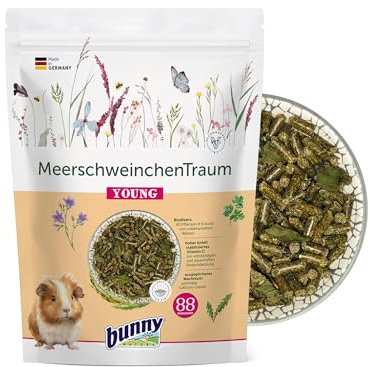 bunnyNature MeerschweinchenTraum Young - Meerschweinchen Alleinfuttermittel bis zum 5. Lebensmonat - 63 Pflanzen & Kräuter, Vitamin C & Superfood - 1,5kg
