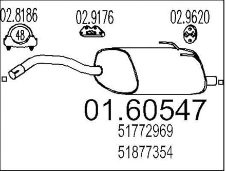 MTS 01.60547 Endschalldämpfer Kompatibel mit FIAT PANDA 169