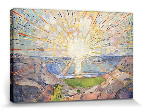1art1 Edvard Munch Poster Die Sonne, 1910 Bilder Leinwand-Bild Auf Keilrahmen | XXL-Wandbild Poster Kunstdruck Als Leinwandbild 120x80 cm