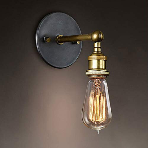 Splink Industriale dell'annata Applique da parete Lampada da parete a luce Regolabile Finito in ottone Testa in rame con Portalampada E27 per casa, Bar, ristoranti,Club, (110-220 V, lampadine non incluse)