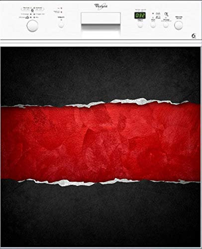 PPA DESIGN Sticker Cuisine Lave Vaisselle Noir et Rouge 60x60cm - SALV0061 (Fond Transparent)