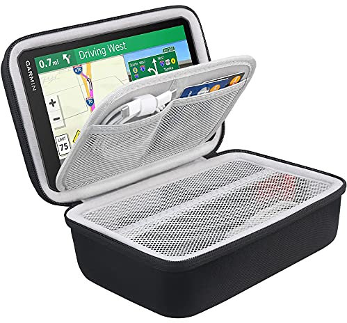 BOVKE Custodia rigida per GPS Garmin DriveSmart 76/65/61 da 6-7 pollici, RV 780/dezl OTR700/OTR610, sistema di navigazione GPS Garmin Catalyst, spazio aggiuntivo per caricabatterie da auto, cavi, Nero