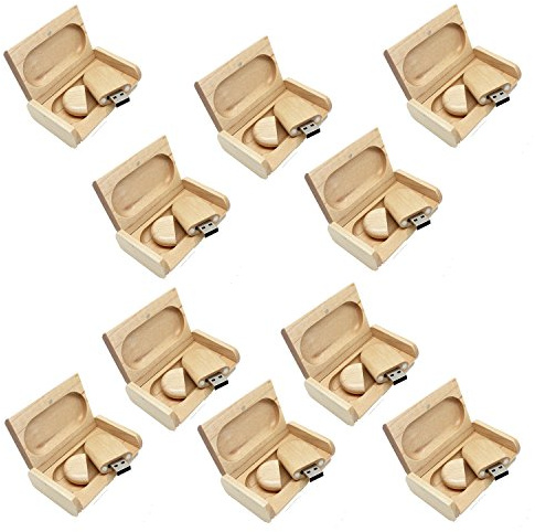 A Plus+ 10pcs 32GB Nature Maple Wooden USB Memory Sticks with 10pcs Maple Cases (Free Logo Engraving)